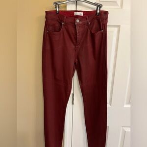 Loft coated denim pants. Size 10 excellent condition. Darkest red. So cool!